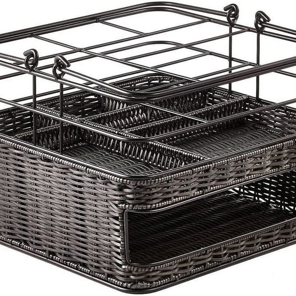 Mesa Other - Mesa Black Woven Storage Basket Picnic Caddy Organizer